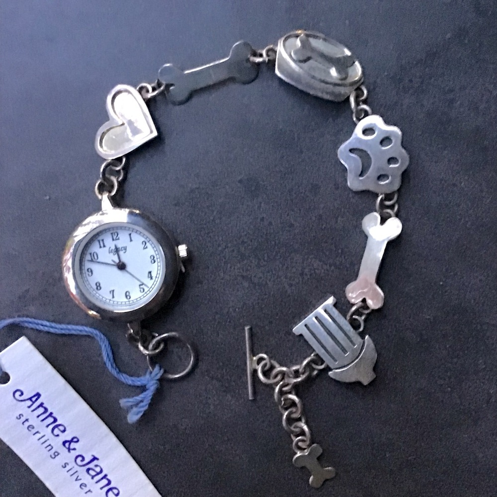 Sterling Silver Charm Bracelet with Watch